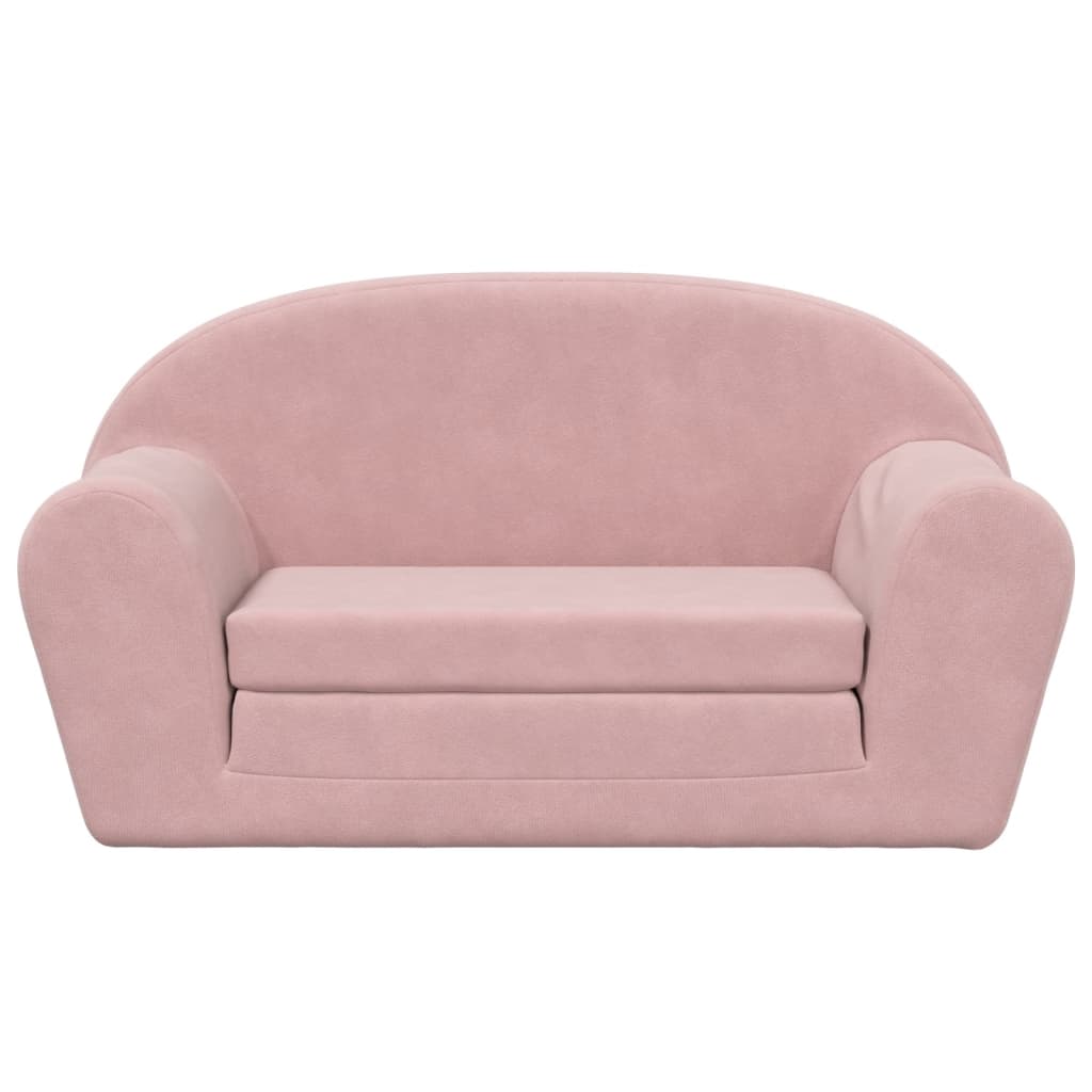 Kids' Sofa Bed 2-Seater Pink Soft Plush