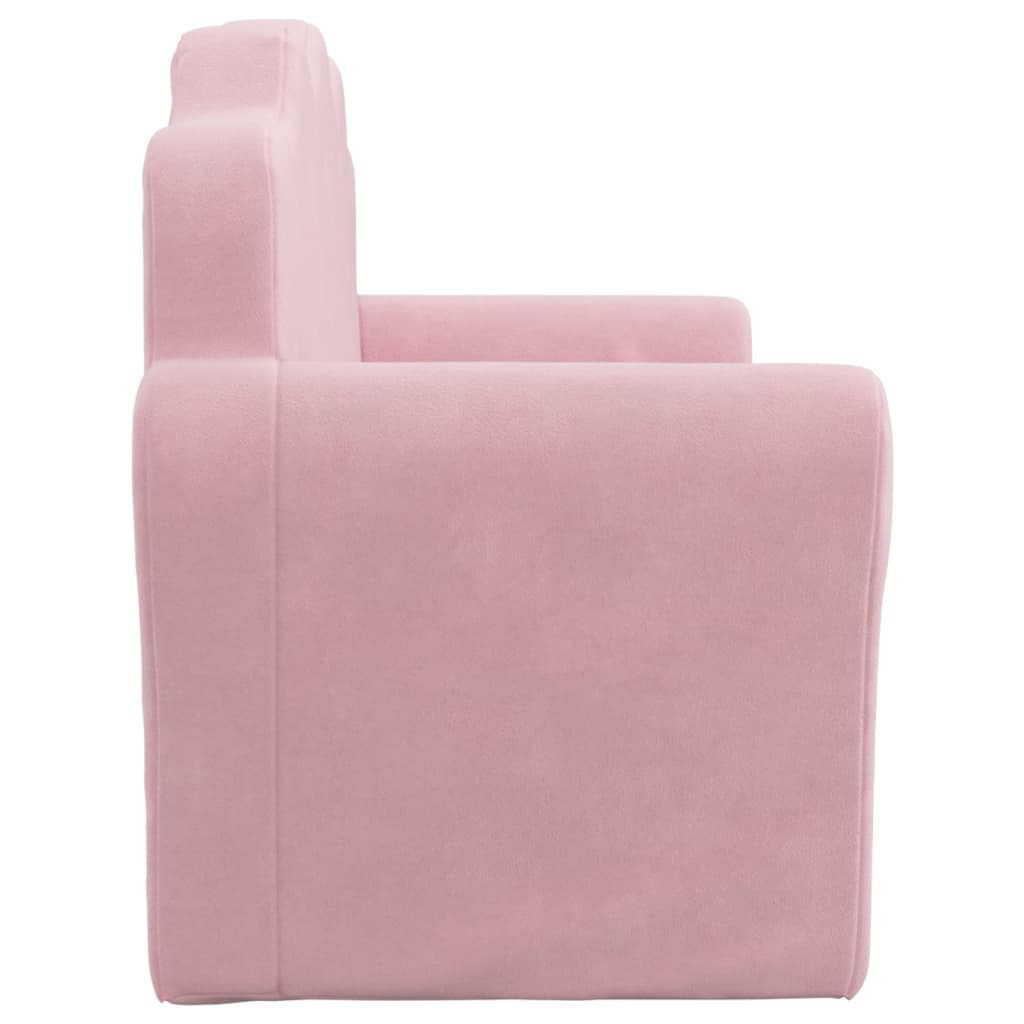 Kids'Sofa Bed 2-Seater Pink Soft Plush