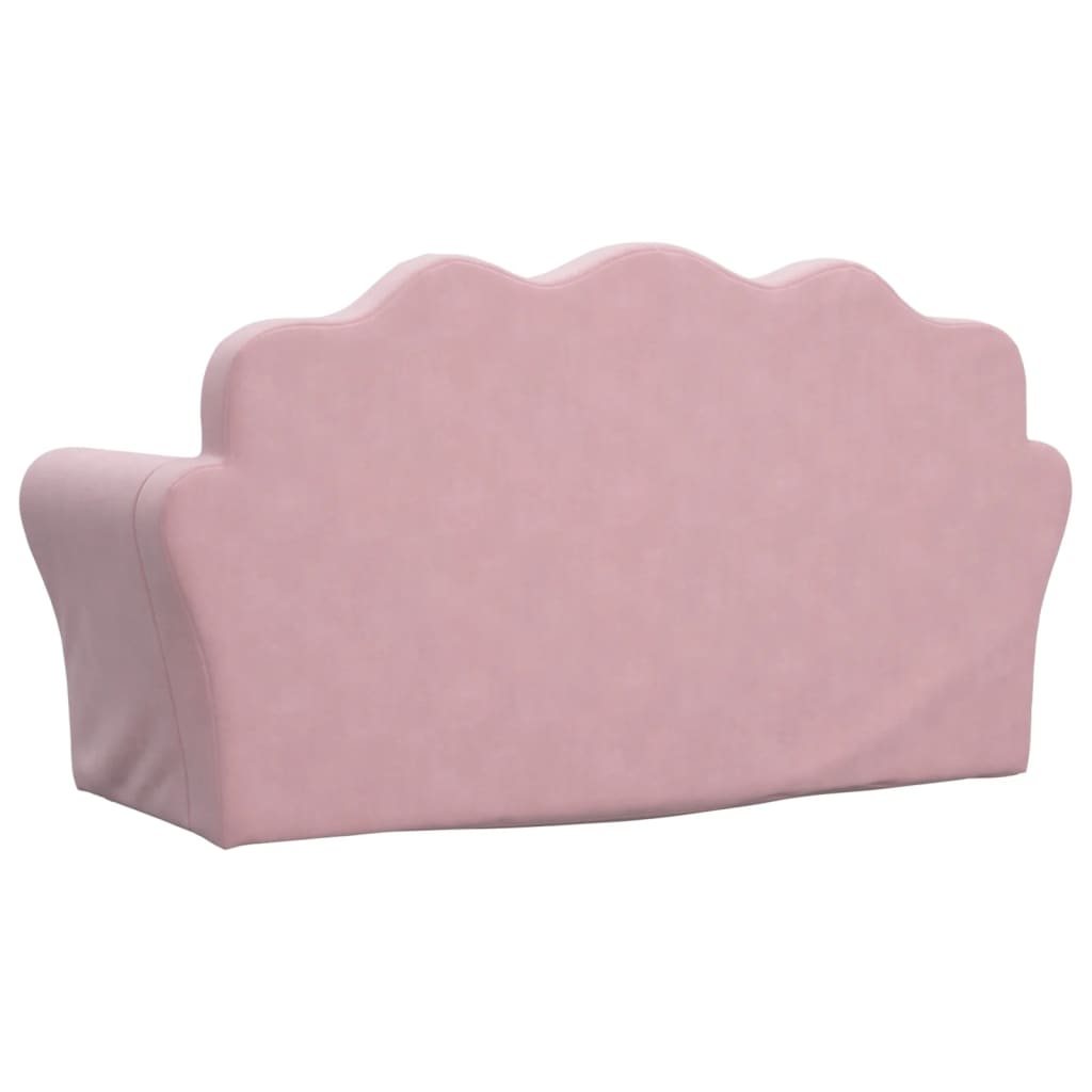 Kids'Sofa Bed 2-Seater Pink Soft Plush