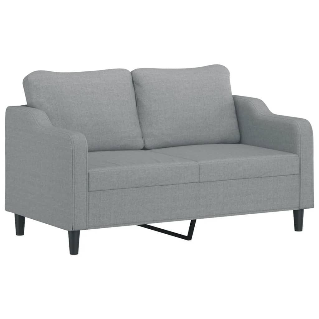 2-Seater Sofa with Throw Pillows Light Grey 140 cm Fabric