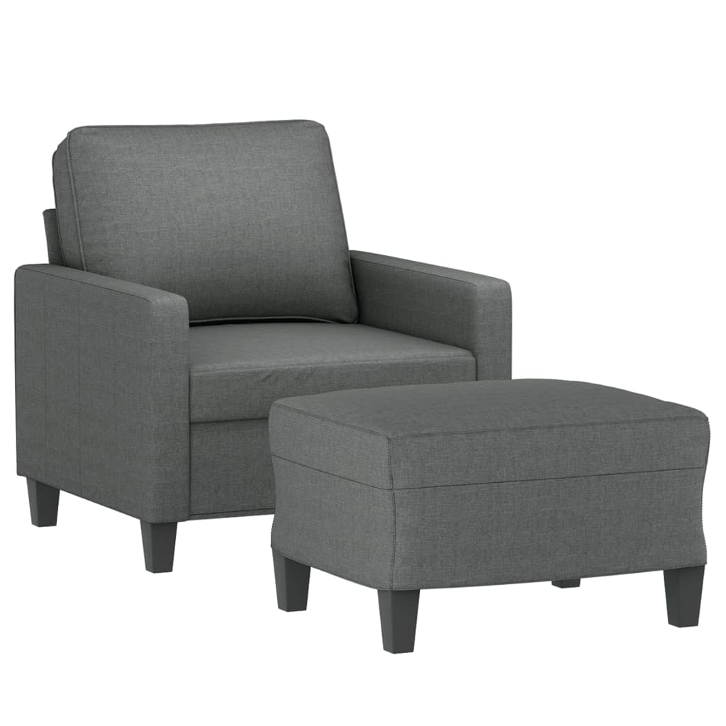Sofa Chair with Footstool Dark Grey 60 cm Fabric