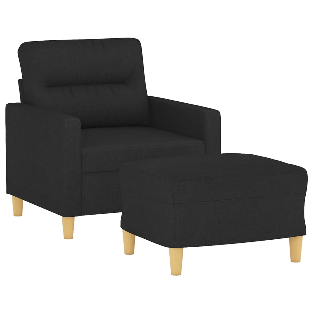 Sofa Chair with Footstool Black 60 cm Fabric