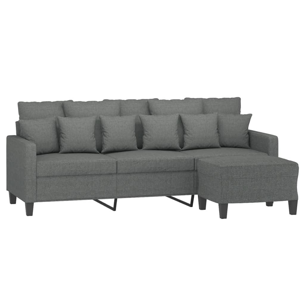 3-Seater Sofa with Footstool Dark Grey 180 cm Fabric