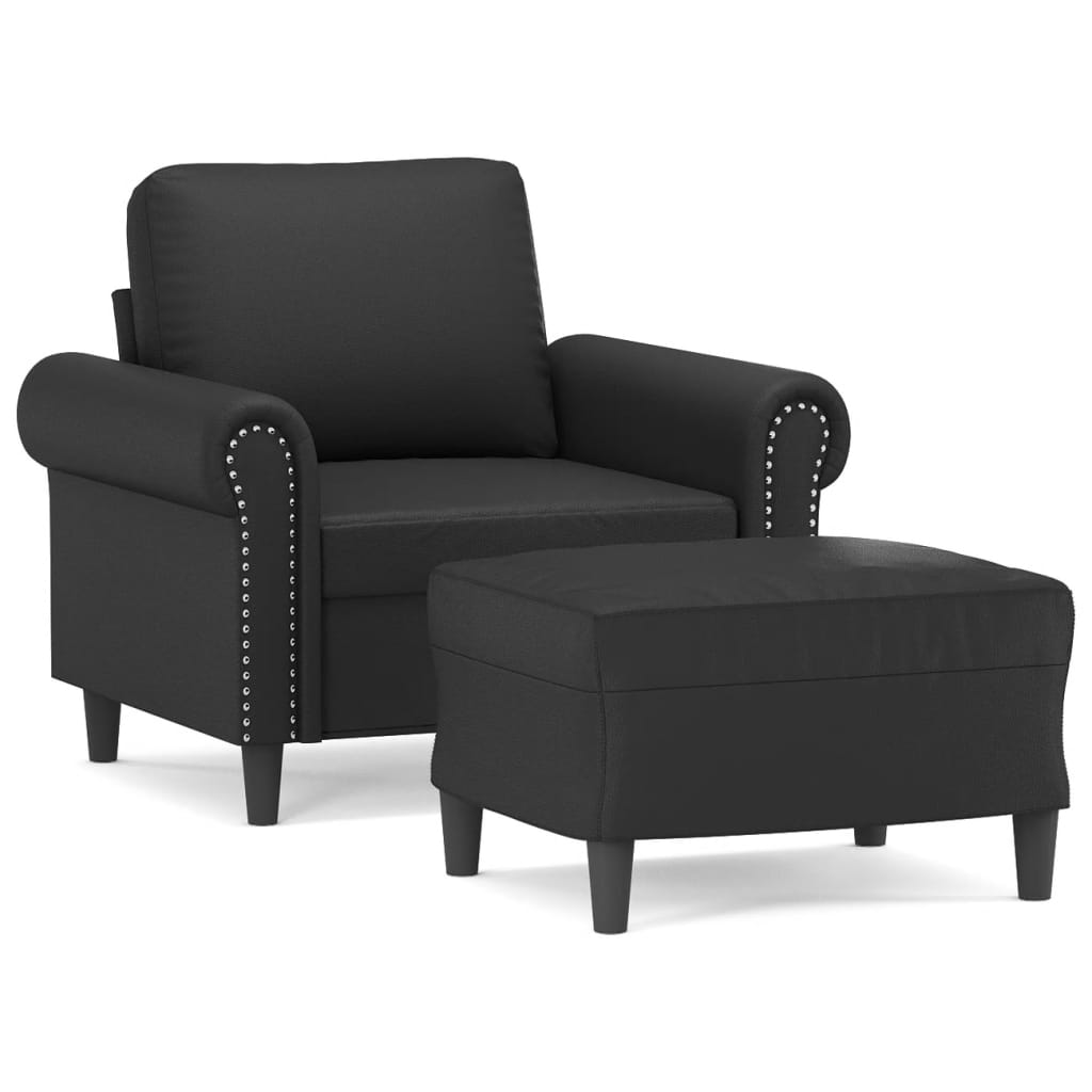 Sofa Chair with Footstool Black 60 cm Faux Leather