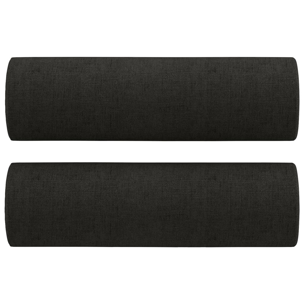 3 Piece Sofa Set with Pillows Black Fabric