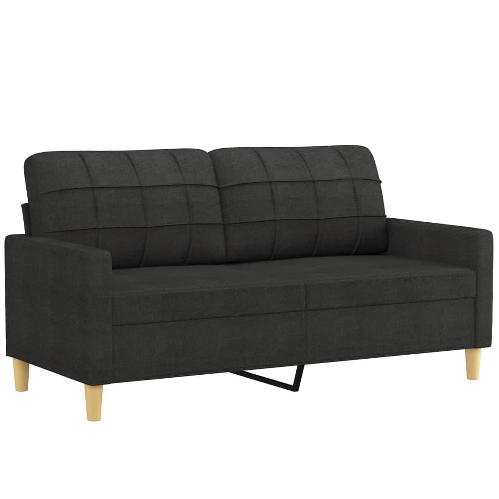 2 Piece Sofa Set with Cushions Black Fabric