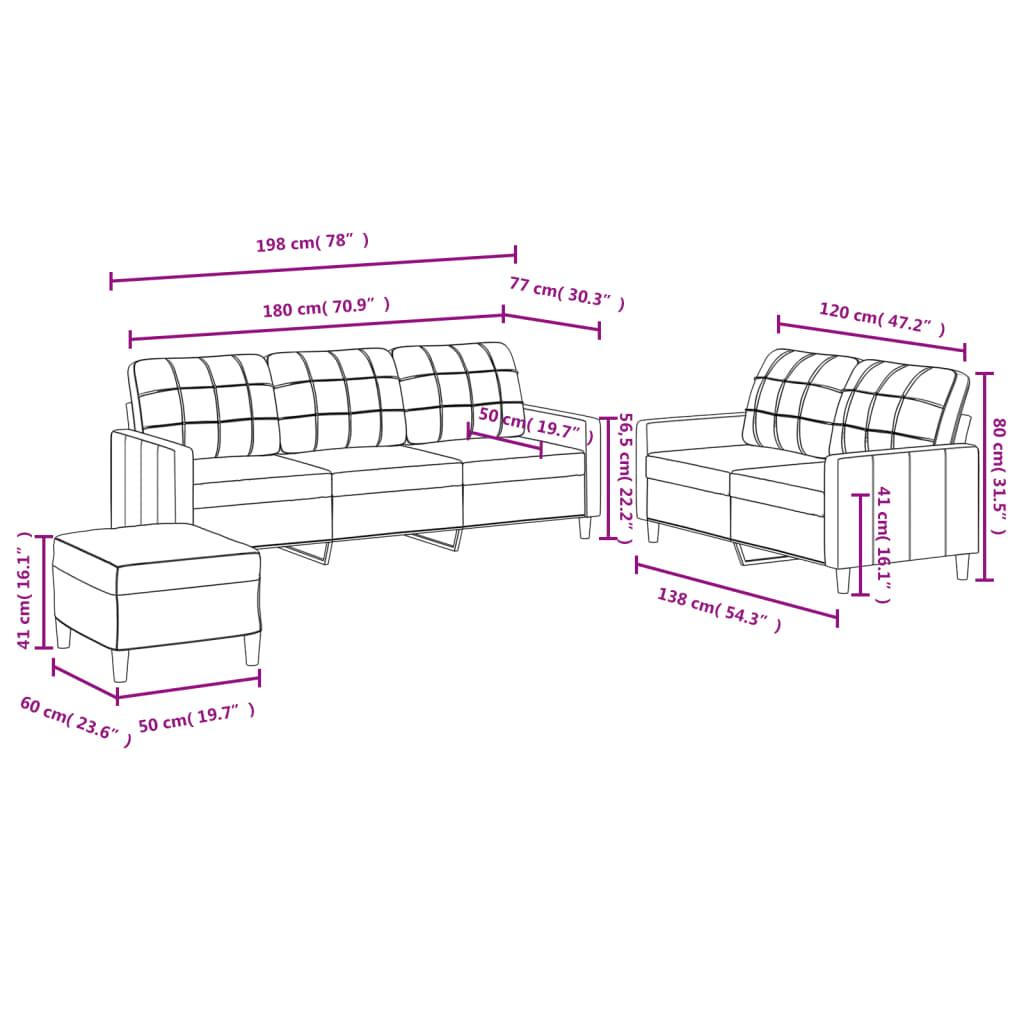 3 Piece Sofa Set with Cushions Light Grey Fabric