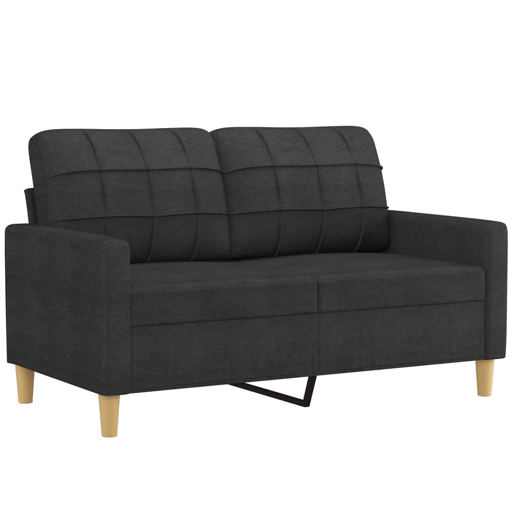 3 Piece Sofa Set with Pillows Black Fabric