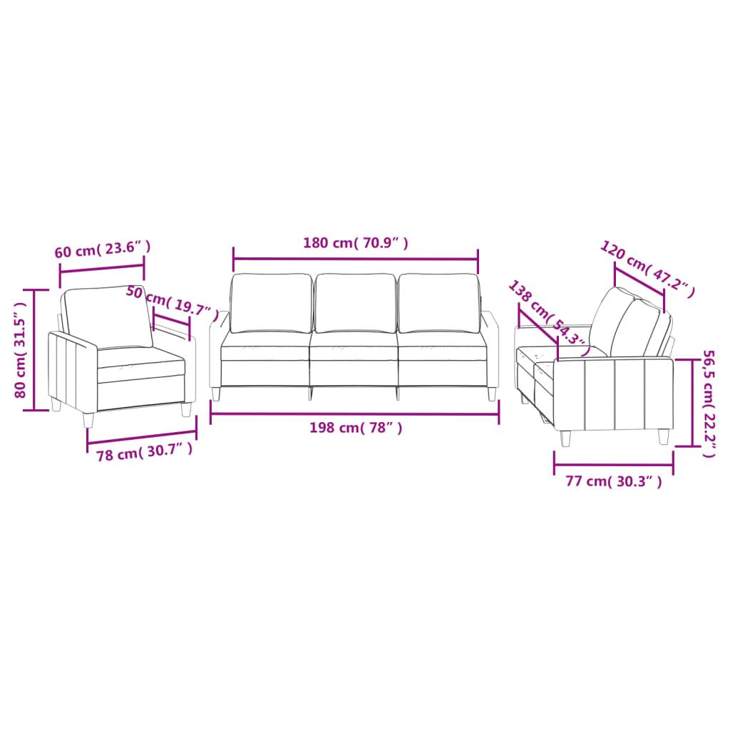 3 Piece Sofa Set with Cushions Black Faux Leather
