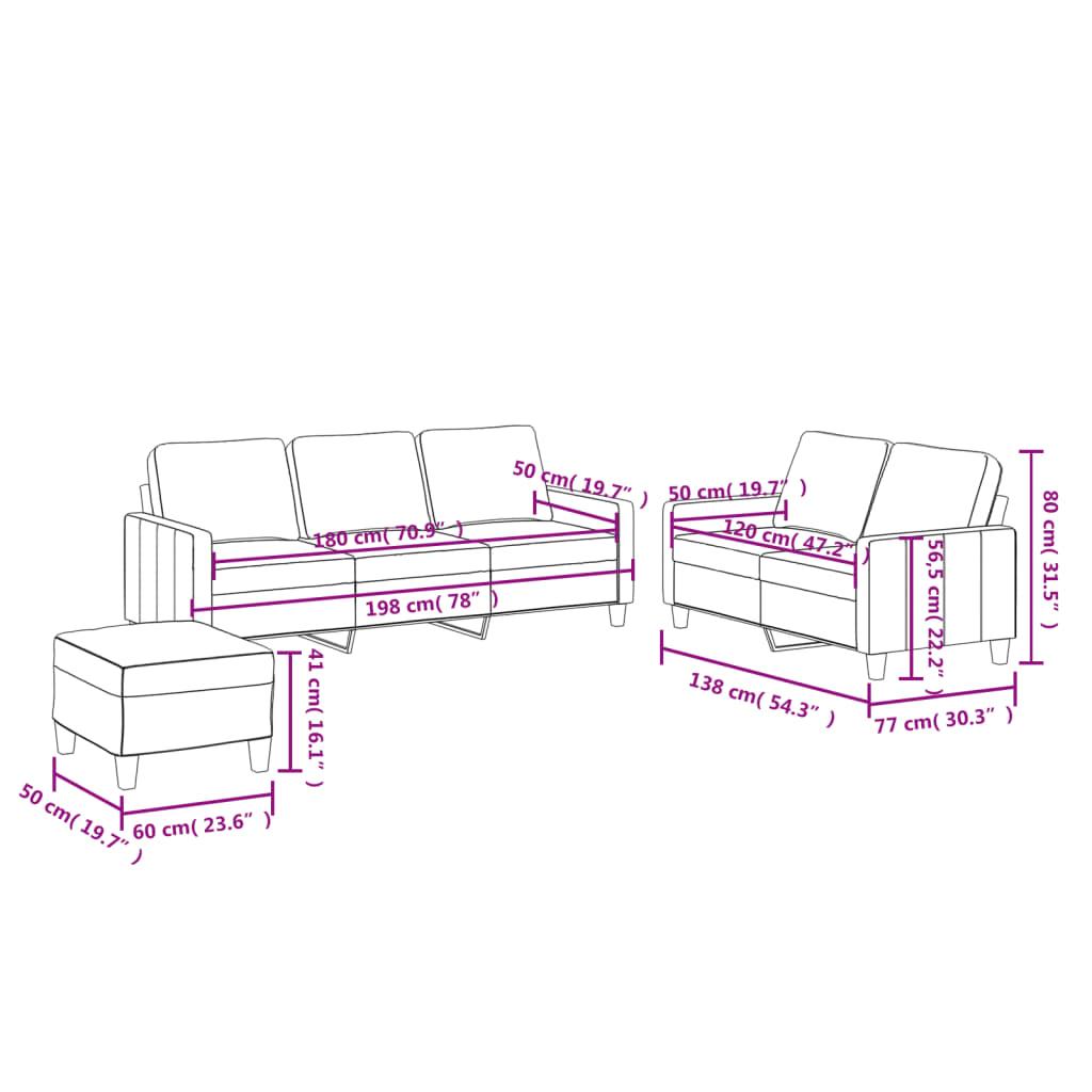 3 Piece Sofa Set with Cushions Cappuccino Faux Leather