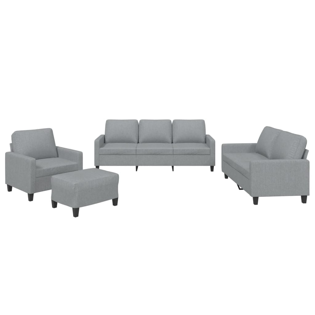 4 Piece Sofa Set with Cushions Light Grey Fabric