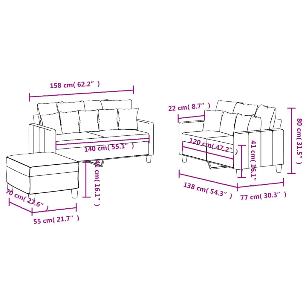 3 Piece Sofa Set with Cushions Dark Grey Fabric