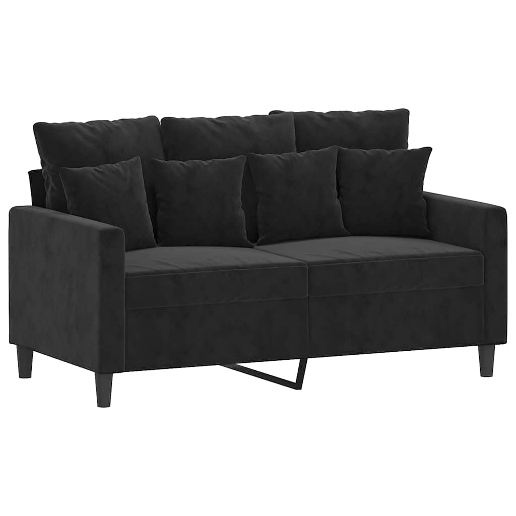 4 Piece Sofa Set with Cushions Black Velvet