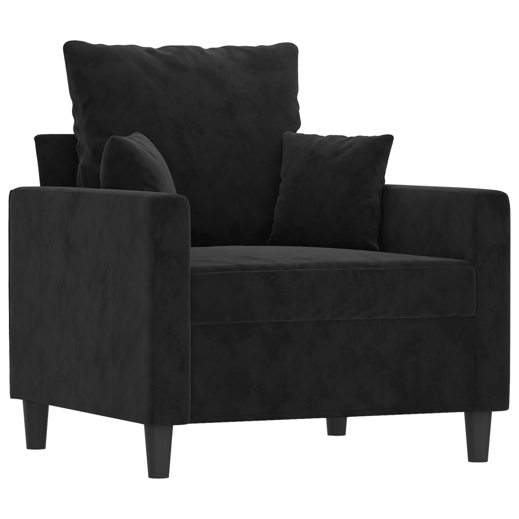 4 Piece Sofa Set with Cushions Black Velvet