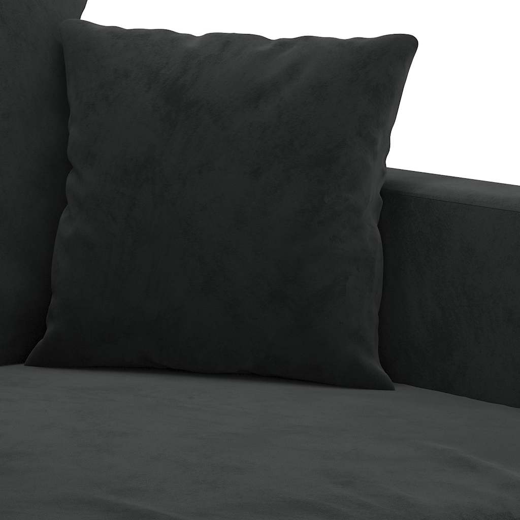 4 Piece Sofa Set with Cushions Black Velvet