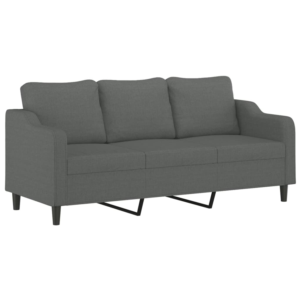 3 Piece Sofa Set with Cushions Dark Grey Fabric
