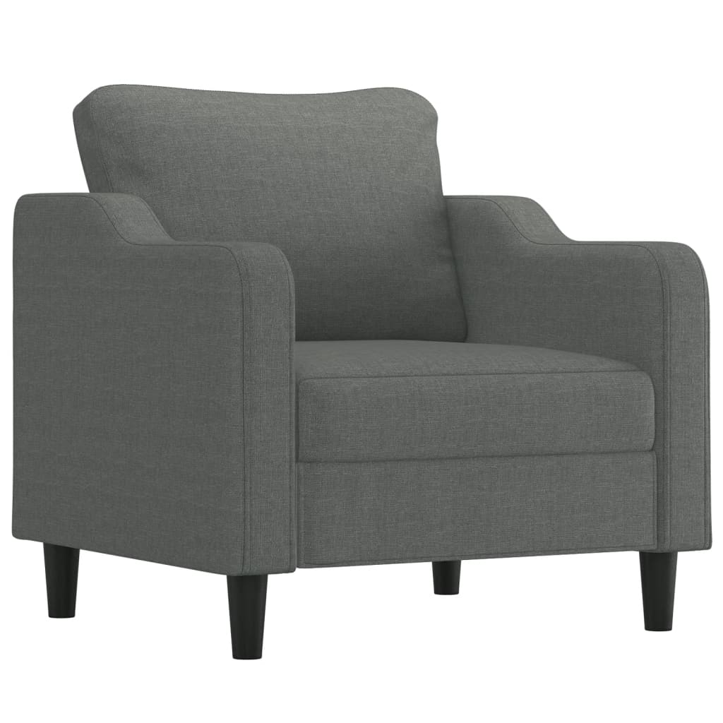 4 Piece Sofa Set with Cushions Dark Grey Fabric