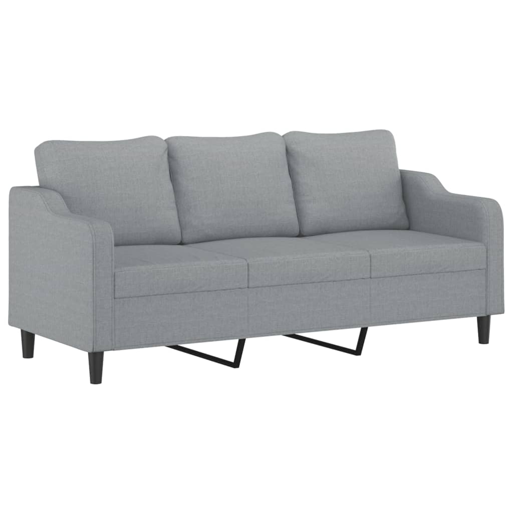 3 Piece Sofa Set with Cushions Light Grey Fabric