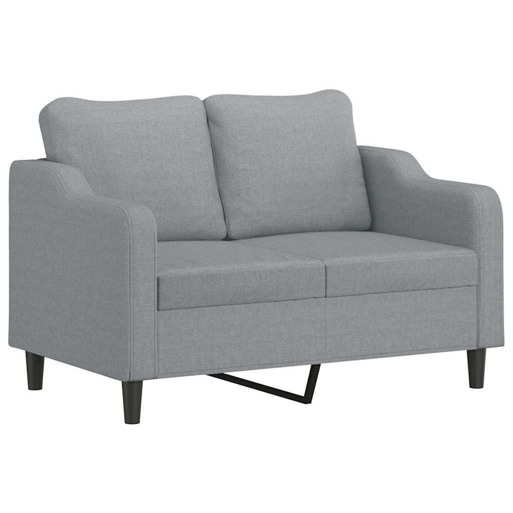 2 Piece Sofa Set with Pillows Light Grey Fabric