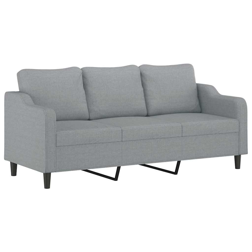 2 Piece Sofa Set with Pillows Light Grey Fabric