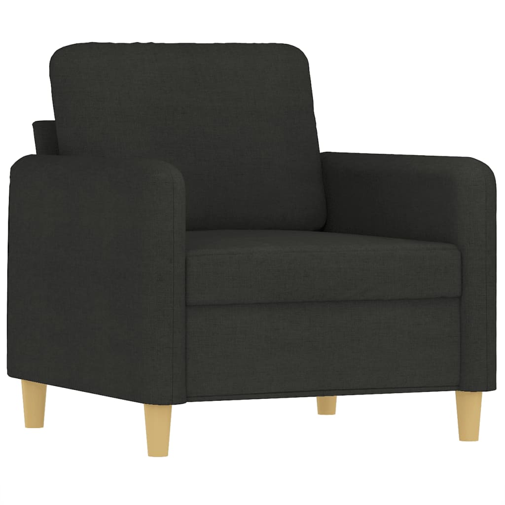3 Piece Sofa Set with Cushions Black Fabric