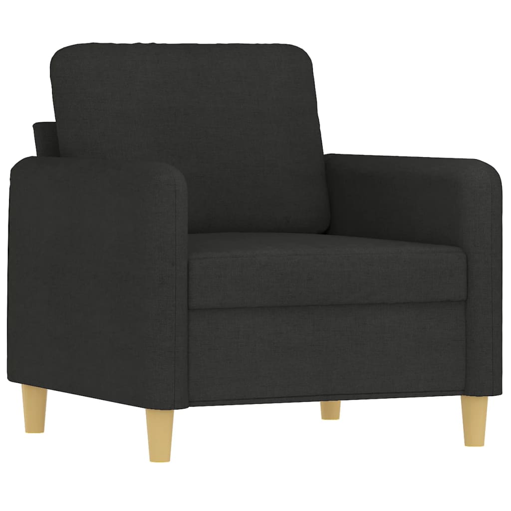 4 Piece Sofa Set with Cushions Black Fabric