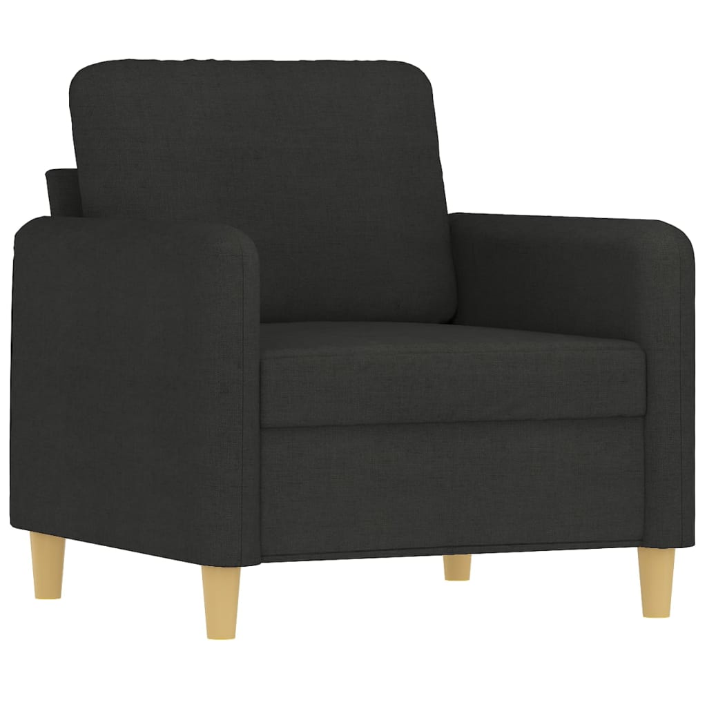 3 Piece Sofa Set with Pillows Black Fabric