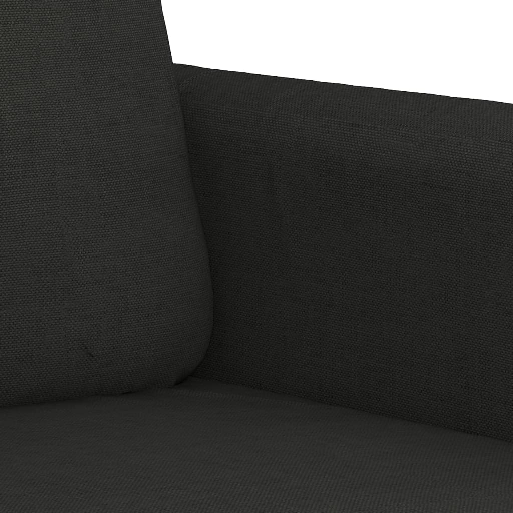 4 Piece Sofa Set with Pillows Black Fabric
