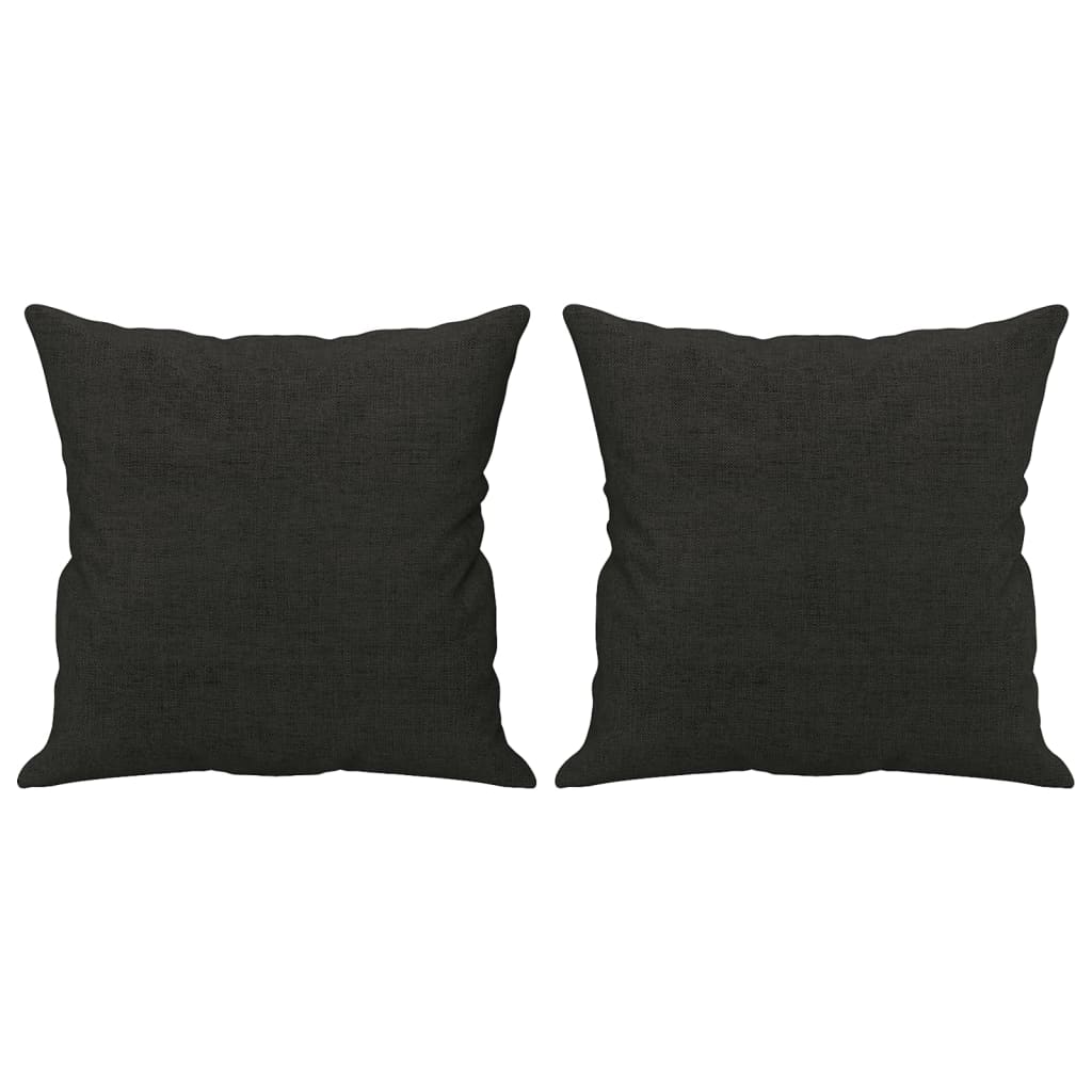 4 Piece Sofa Set with Pillows Black Fabric