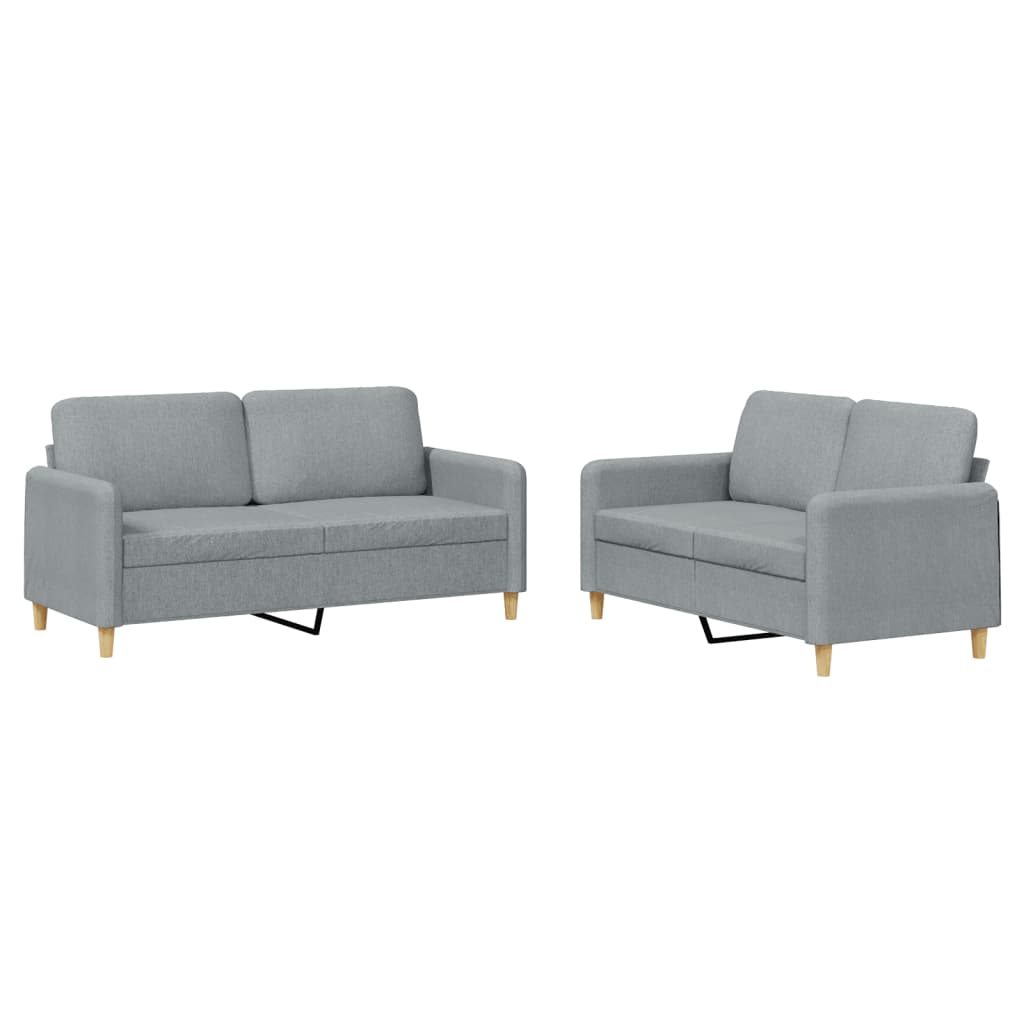 2 Piece Sofa Set with Cushions Light Grey Fabric