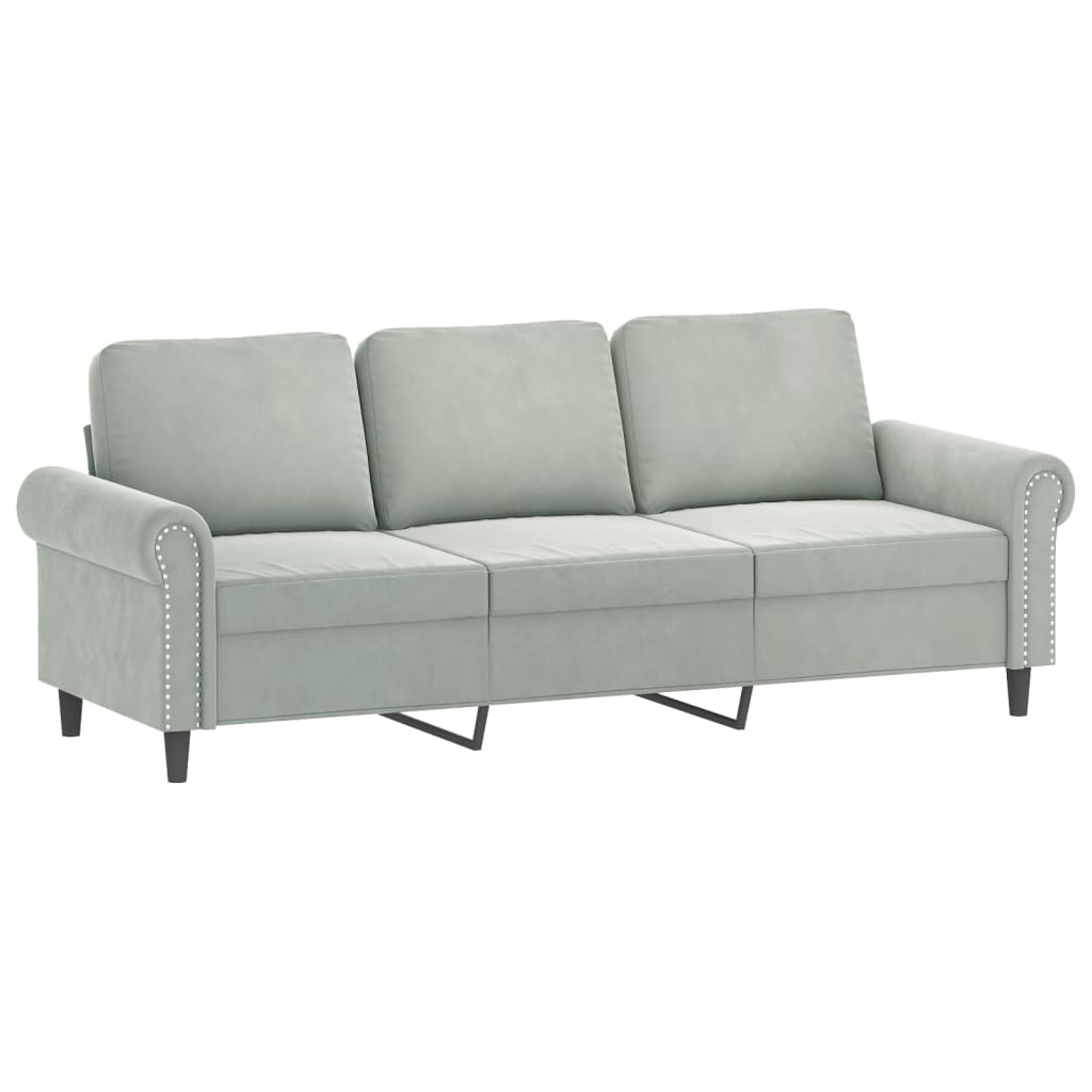 4 Piece Sofa Set with Cushions Light Grey Velvet