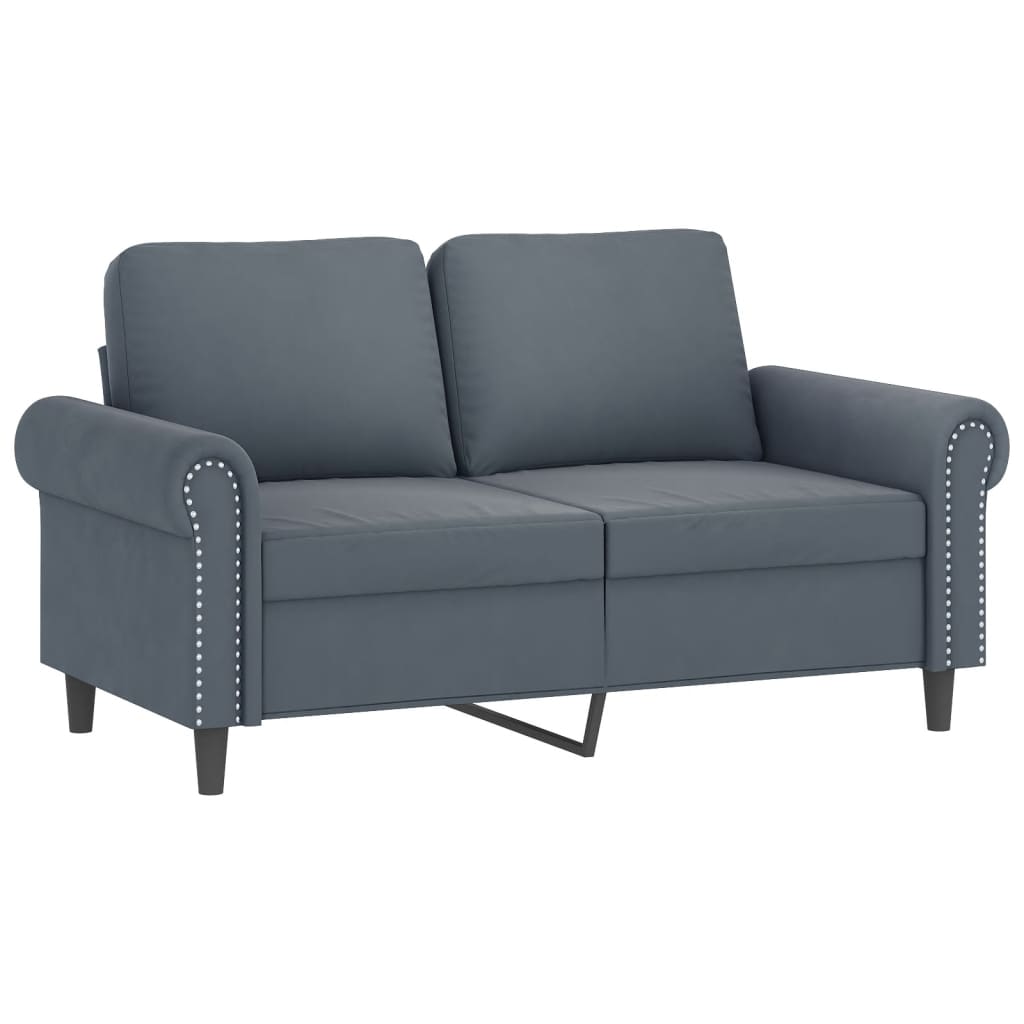 2 Piece Sofa Set with Cushions Dark Grey Velvet