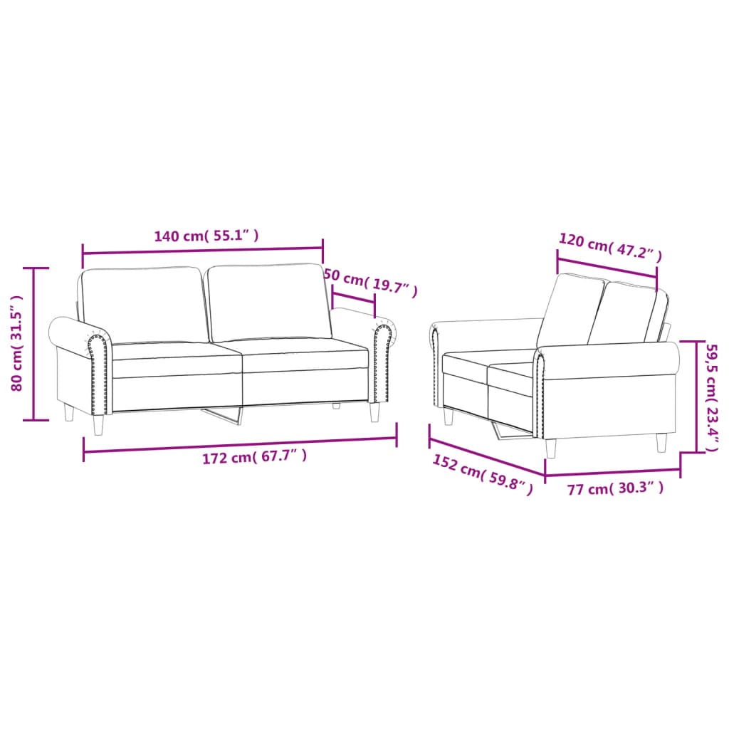 2 Piece Sofa Set with Cushions Dark Grey Velvet