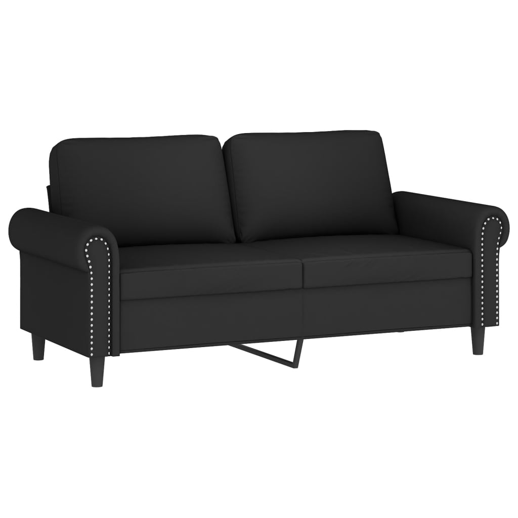2 Piece Sofa Set with Pillows Black Velvet