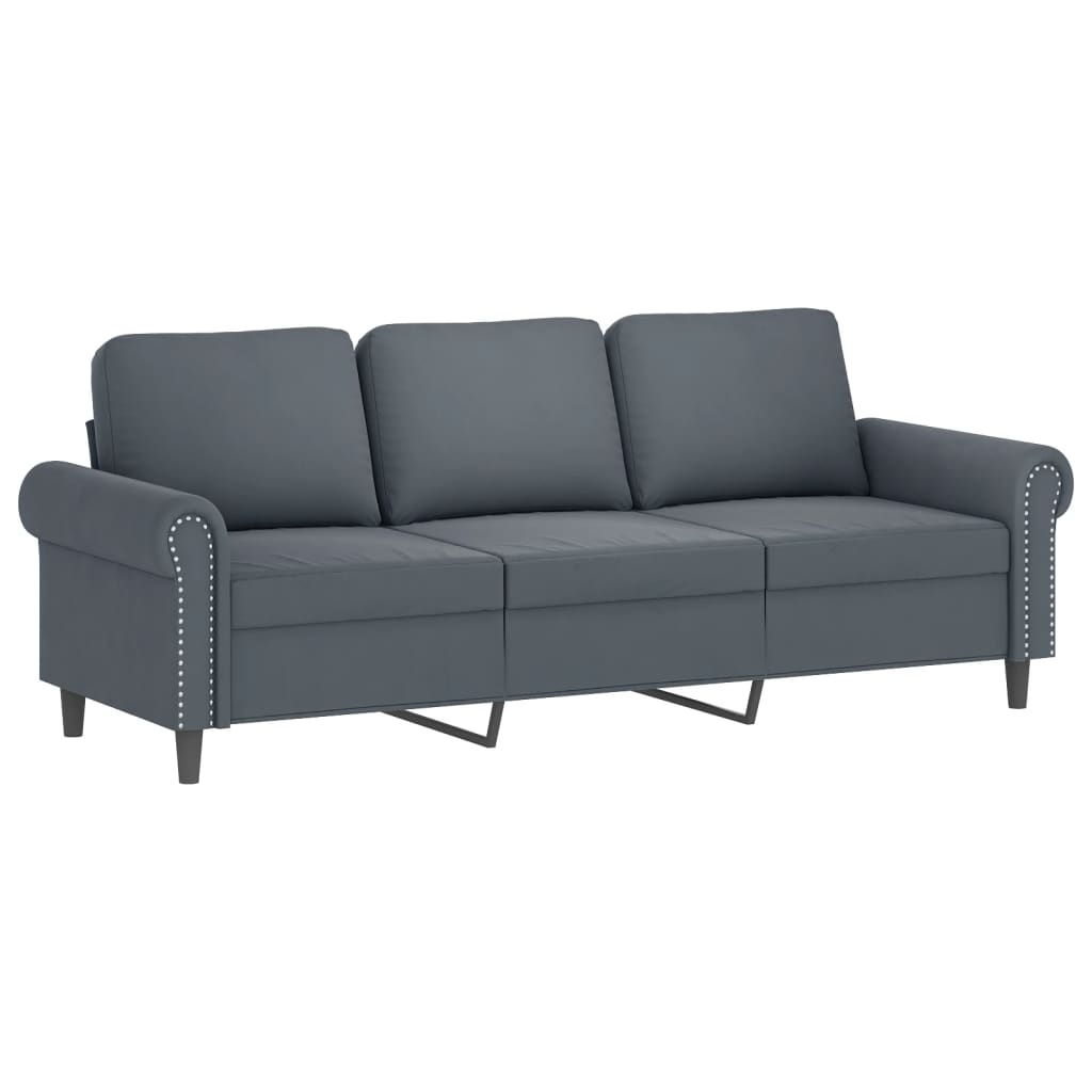 2 Piece Sofa Set with Pillows Dark Grey Velvet