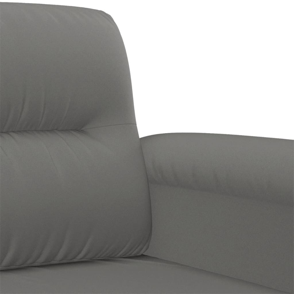 2 Piece Sofa Set with Pillows Dark Grey Microfibre Fabric