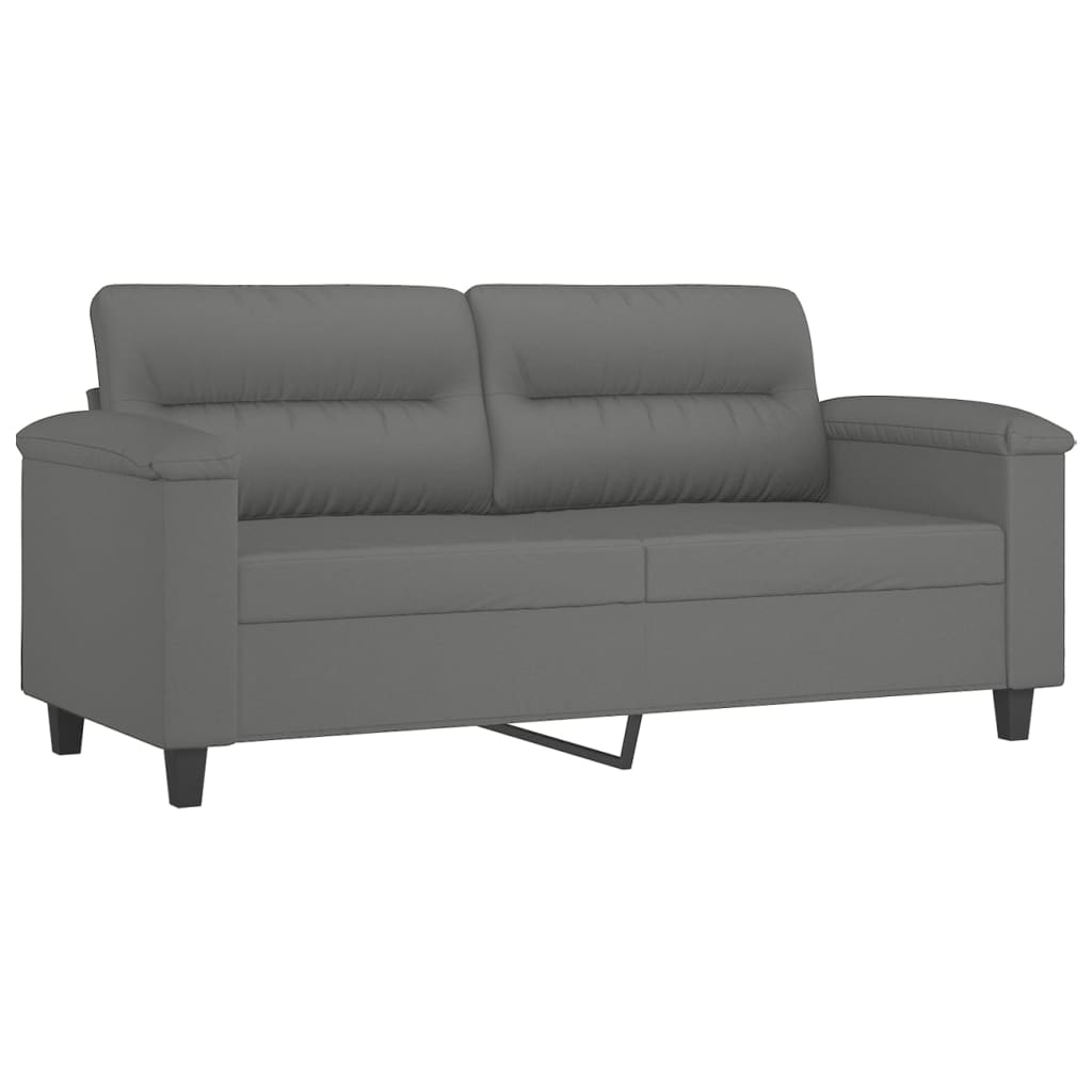 3 Piece Sofa Set with Pillows Dark Grey Microfibre Fabric