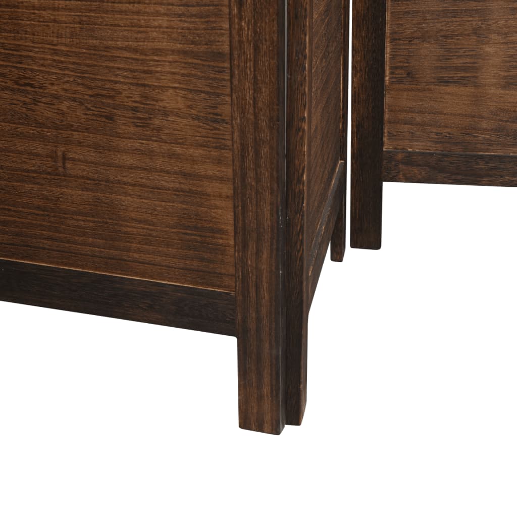 Room Divider 4 Panels Dark Brown Solid Wood Paulownia