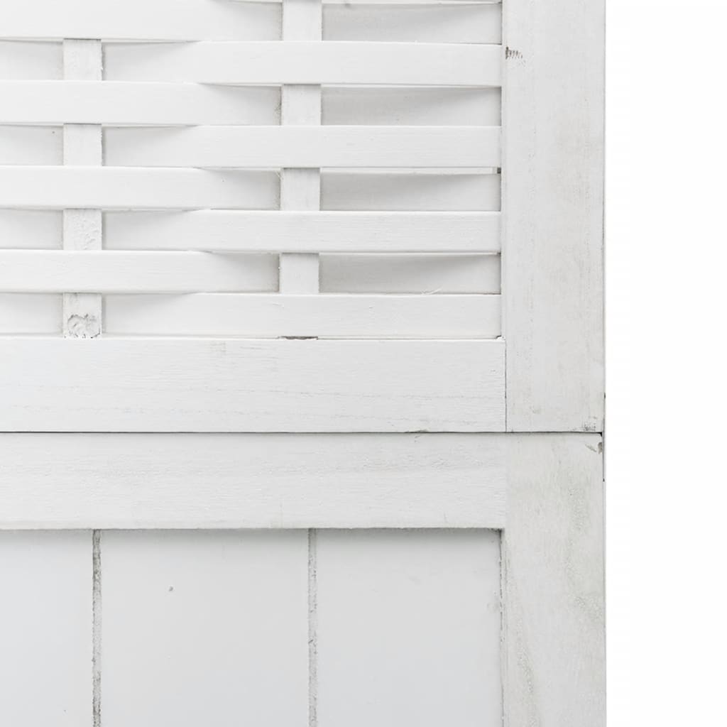 Room Divider 3 Panels White Solid Wood Paulownia