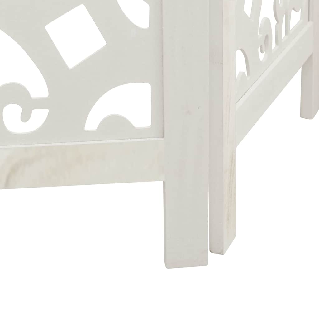 Room Divider 4 Panels White Solid Wood Paulownia