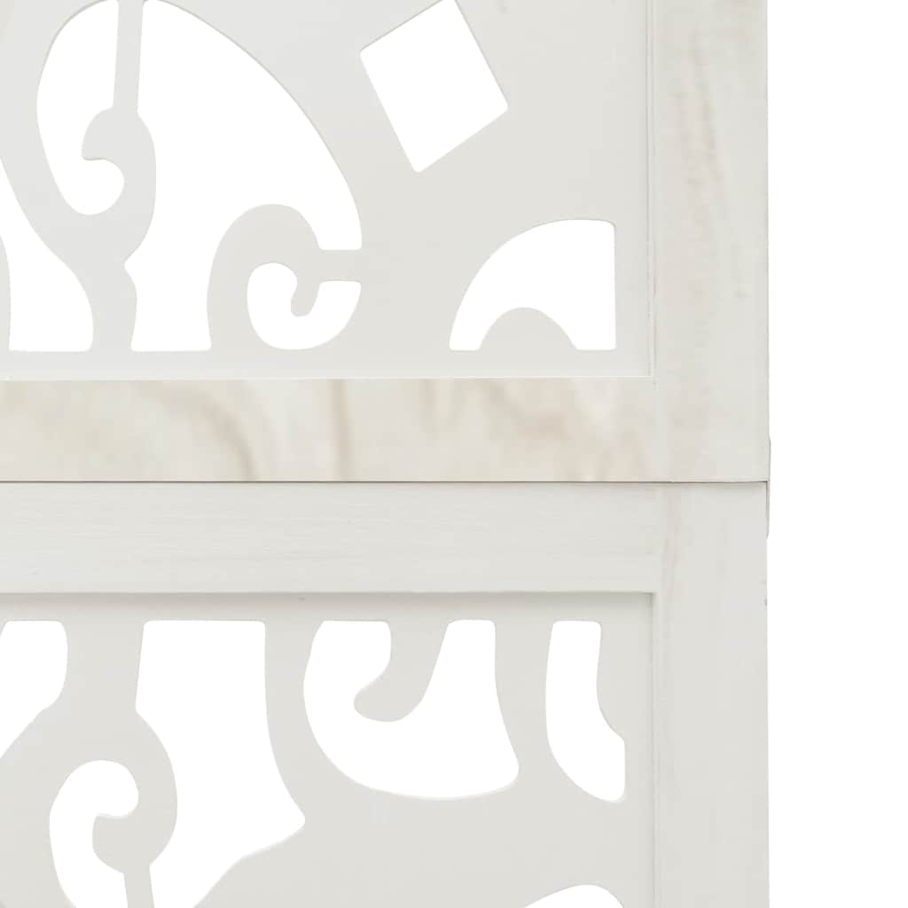 Room Divider 5 Panels White Solid Wood Paulownia