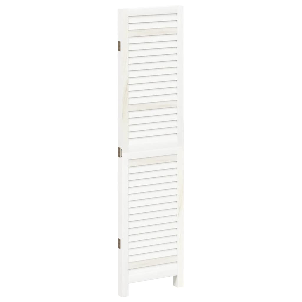 Room Divider 3 Panels White Solid Wood Paulownia