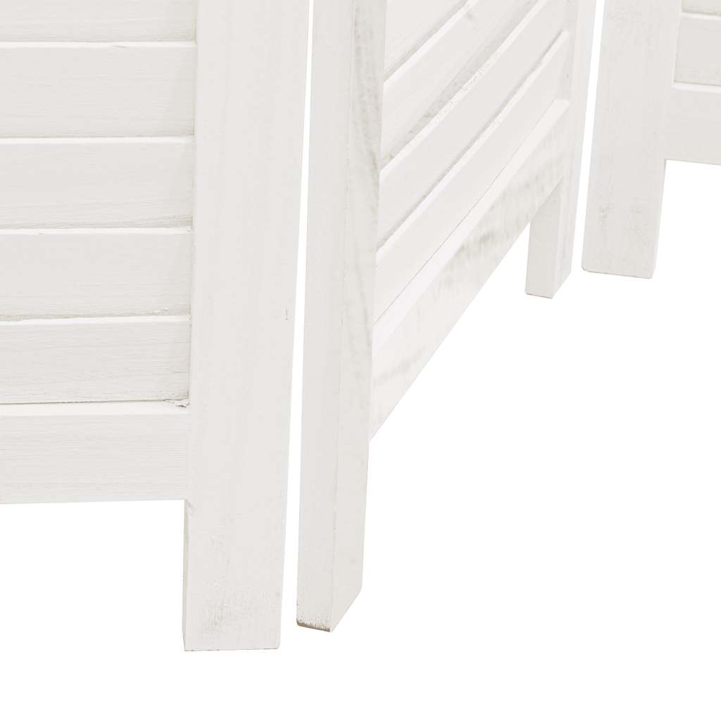 Room Divider 3 Panels White Solid Wood Paulownia