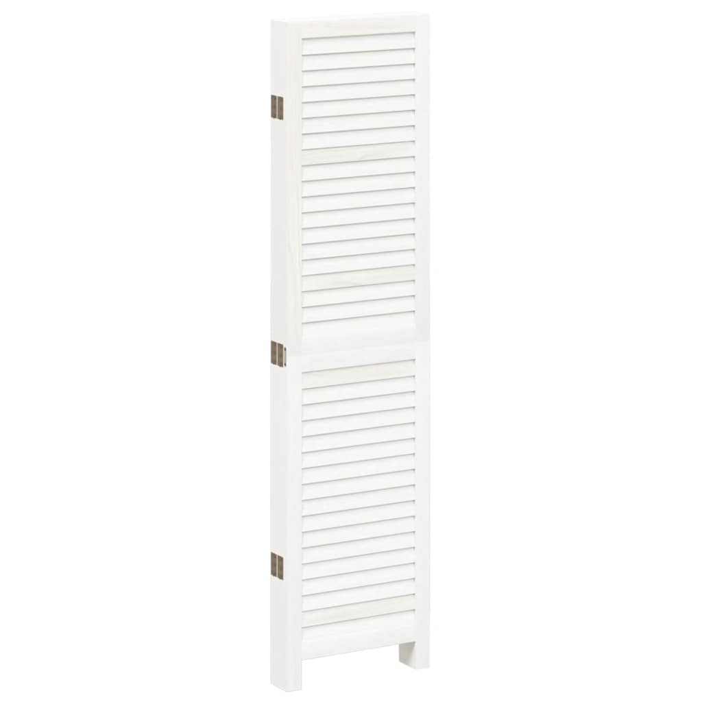 Room Divider 5 Panels White Solid Wood Paulownia