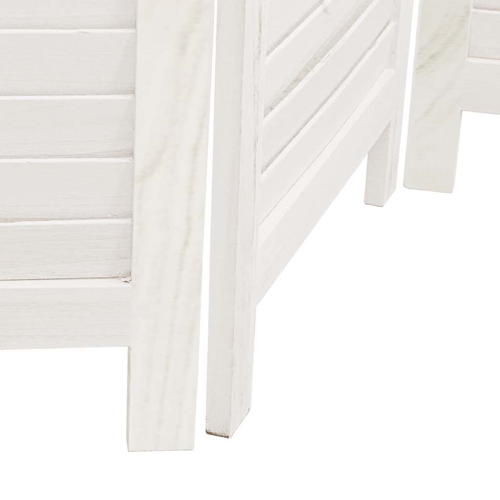 Room Divider 5 Panels White Solid Wood Paulownia