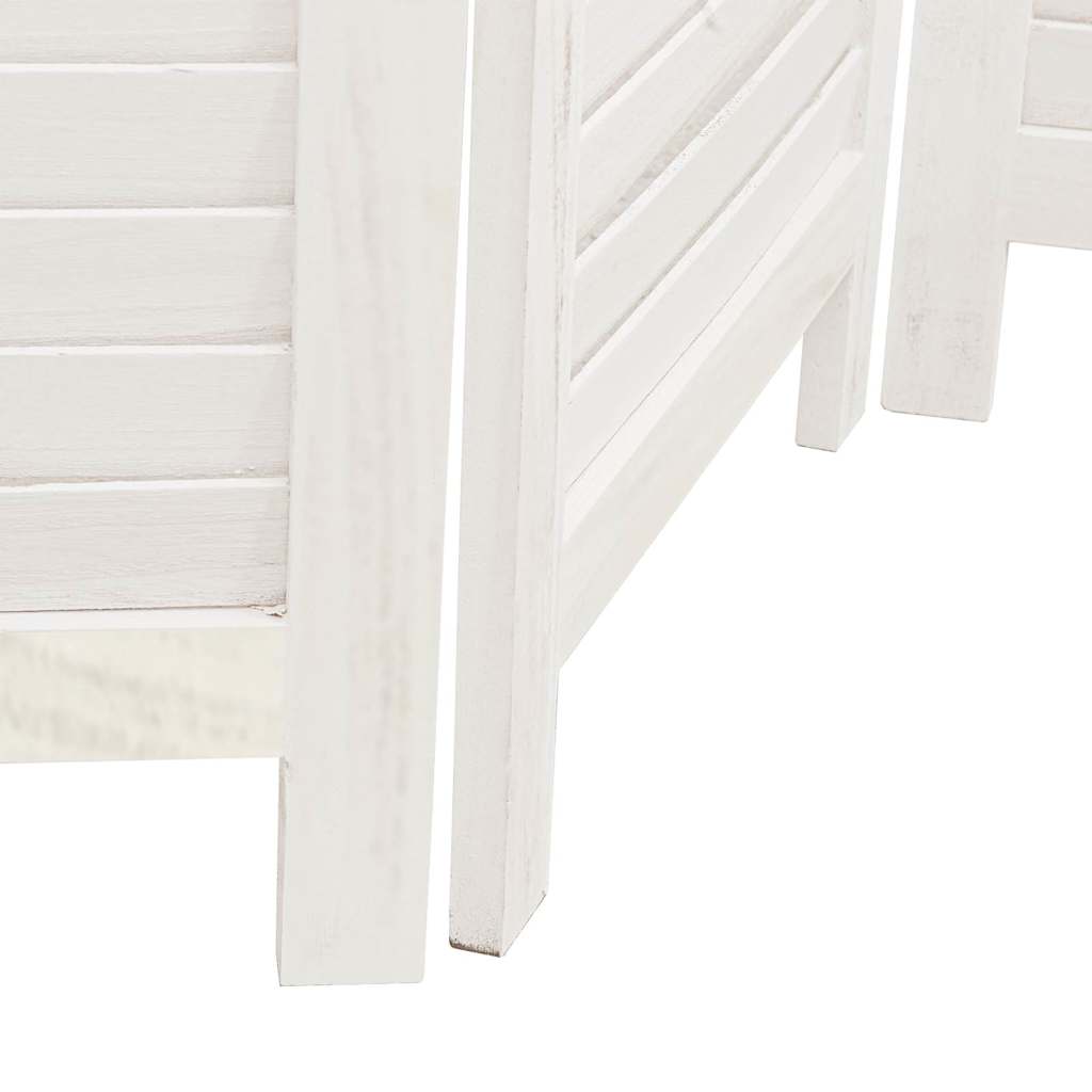 Room Divider 6 Panels White Solid Wood Paulownia