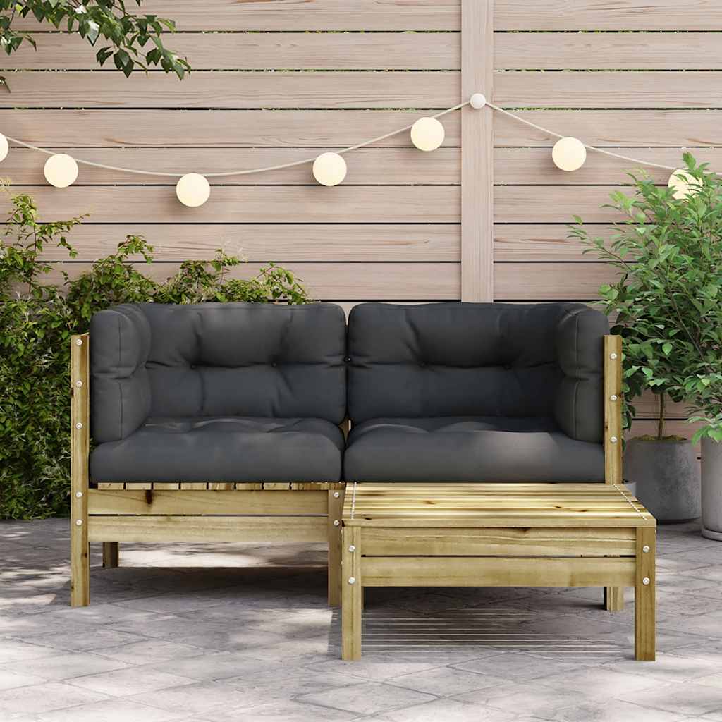 Garden Sofa with Cushions and Footstool 2-Seater
