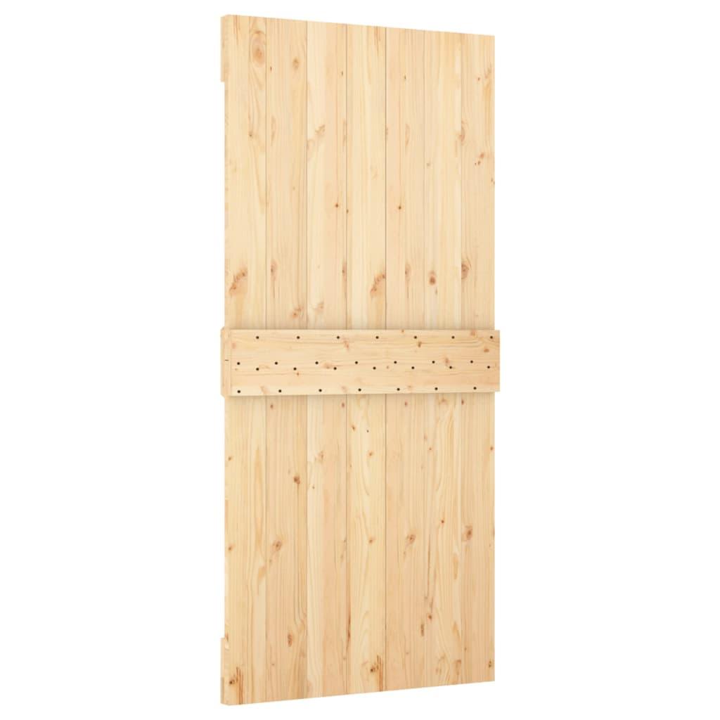 Sliding Door with Hardware Set 95x210 cm Solid Wood Pine