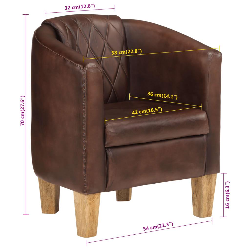 Tub Chair Dark Brown Real Leather