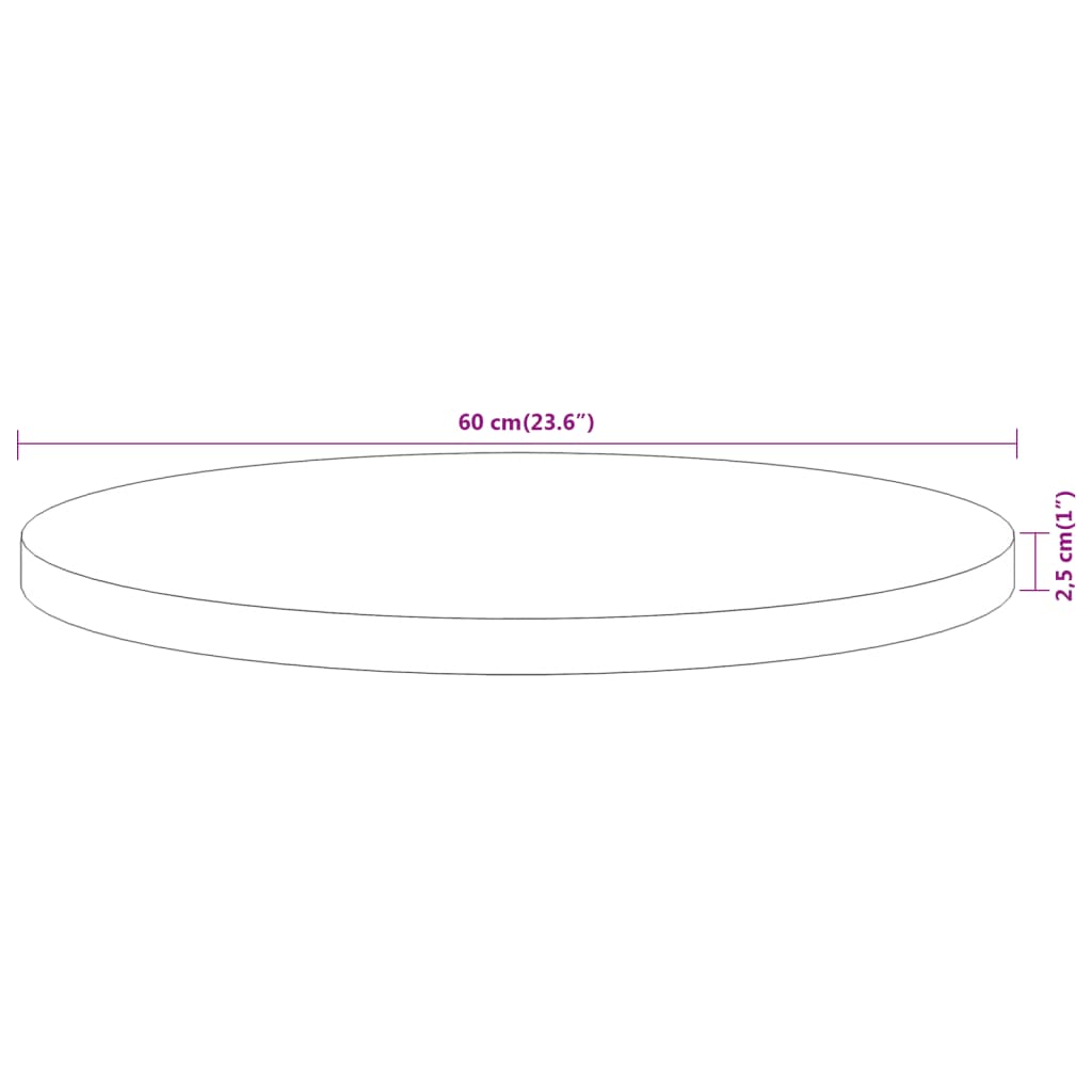 Table Top Ø60x2.5 cm Round Solid Wood Acacia